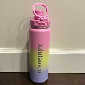 Lululemon water bottle/tumbler. Pink/yellow/purple